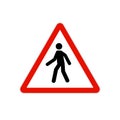 Pedestrian Crossing Warning Road Sign. Safety traffic pedestrian walk sign Royalty Free Stock Photo