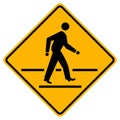 Pedestrian Crossing Warning Road Sign,Vector Illustration, Isolate On White Background Label. EPS10 Royalty Free Stock Photo