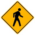 Pedestrian Crossing Warning Road Sign,Vector Illustration, Isolate On White Background Label. EPS10 Royalty Free Stock Photo