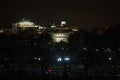 Pedestrian crossinIlluminated White House building in Washington DCg leading to Washington Monument at night Royalty Free Stock Photo