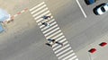 Aerial. Pedestrian crossing, crosswalk. Top view. Royalty Free Stock Photo