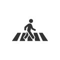 Pedestrian crosswalk icon in flat style. People walkway sign vector illustration on white isolated background. Navigation business