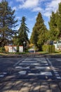 Pedestrian Crosswalk at Residential neighborhood Street in Modern City Suburbs Royalty Free Stock Photo