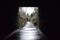 Cycle path tunnel on a wet day