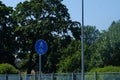 pedestrian and cyclist road sign in an urban environment