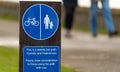 Pedestrian and Cyclist shared path sign Royalty Free Stock Photo