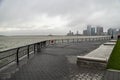 The pedestrian path on Battery Park in New York City