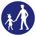 Pedestrian path, man and baby, traffic sign, vector icon
