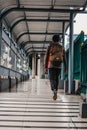 pedestrian path to sudirman jakarta indonesia train station
