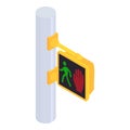 Pedestrian pillar traffic lights icon, isometric style