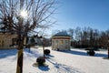 Pavilion of mineral water spring Frantisek in winter - Frantiskovy Lazne (Franzensbad) Royalty Free Stock Photo