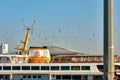 Pedestrian and public ferry and ship in kadikoy