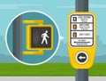 How to cross the street. Street crossing instructions. Traffic signal controlled pedestrian facilities. Royalty Free Stock Photo