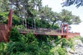 Pedestrian seaside Bridge on Dongbaek Island beside Haeundae beach in Busan