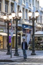 Pedestrian semaphore and zebra cros in XV of November street, Curitiba Royalty Free Stock Photo