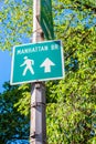 Pedestrian Sign with Directions to Manhattan Bridge New York City Royalty Free Stock Photo