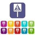 Pedestrian sign icons set