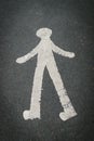 Pedestrian sign painted on the road asphalt Royalty Free Stock Photo