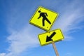 Pedestrian sign, Yellow man walking. Royalty Free Stock Photo