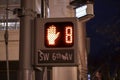 Pedestrian signal in downtown city center.