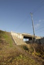 Pedestrian staircase to the bridge over the railway Royalty Free Stock Photo