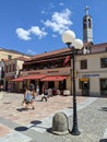 Pedestrian street and commercial street in Shkoder, northern Albania.