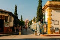 Pedestrian street and Del Carmen Arch Tower - San Cristobal de las Casas, Chiapas, Mexico - may 2023