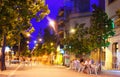 Pedestrian street of European city at night Royalty Free Stock Photo