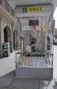 Pedestrian Street Kiosk in Downtown from Pamplona City of Navarre region in Spain