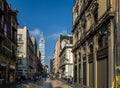 Pedestrian street in Mexico City downtown with Latinoamericana Tower on background - Mexico City, Mexico Royalty Free Stock Photo