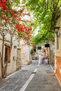 Pedestrian street in the old town of Rethymno in Crete Greece Royalty Free Stock Photo