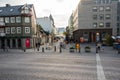 Pedestrian street in Reykjavik city centre on a summer evening Royalty Free Stock Photo