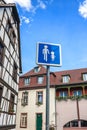 Pedestrian street sign in Petite France in Strasbourg Royalty Free Stock Photo