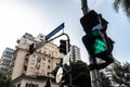 Pedestrian traffic light on the corners of Higienopolis and Angelica avenue