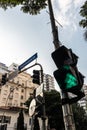 Pedestrian traffic light on the corners of Higienopolis and Angelica avenues