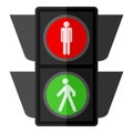 Pedestrian Traffic Light Flat Icon on White