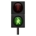 Pedestrian traffic light green walking person illuminated signal realistic vector illustration