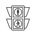 Pedestrian Traffic Light Outline Icon on White