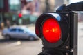 Pedestrian traffic light on the street junction in the city Royalty Free Stock Photo