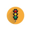 pedestrian traffic lights flat icon with long shadow. traffic lights flat icon