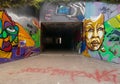 Pedestrian tunnel with graffiti