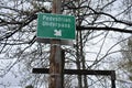 Pedestrian Underpass Green Sign with Arrow on Post in Seattle Royalty Free Stock Photo