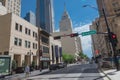 Pedestrian walking along Browder street in downtown Dallas, Texas