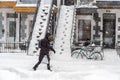 Pedestrian walking on a sidewalk