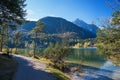 pedestrian walkway along the lake shore lautersee near mittenwald