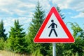 Pedestrian warning sign Royalty Free Stock Photo