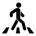 Pedestrian on zebra crossing icon black color illustration flat style simple image Royalty Free Stock Photo