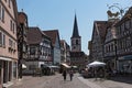 Pedestrian zone in the historic center of Lohr am Main, Germany