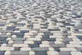 Pedestrian zone, paved with artificial stone, Pavement in perspective Royalty Free Stock Photo