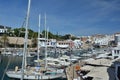 Pedestrian zone with restaurants and port in Ciutadella, Menorca